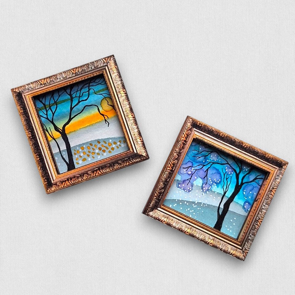 2 Tiny Original Paintings